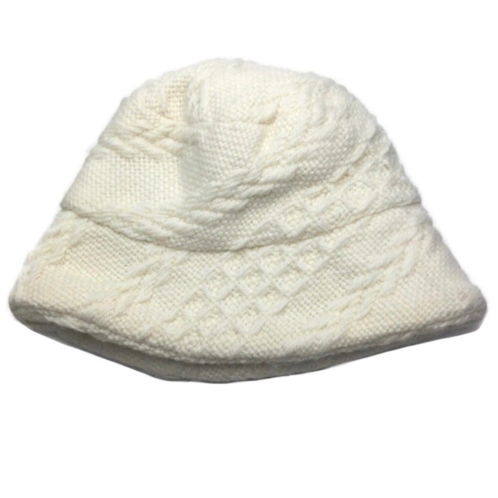 Blarney Woolen Mills Cable Knit Ivory Irish Wool Bucket Hat
